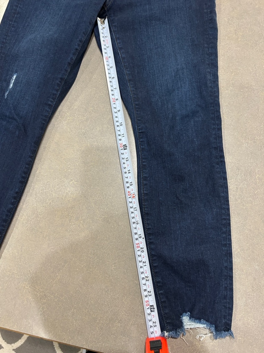 LOFT Curvy Dark Indigo Skinny Jeans with Frayed Hem - Picture 7 of 7